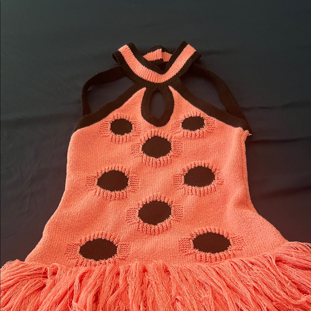 Hanifa Pink and Black Knit Halter Dress